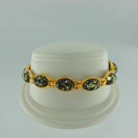 Armband Oval Bernstein gr�n Silber vergoldet