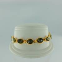 Armband Oval Bernstein gr�n Silber vergoldet