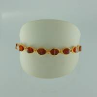 Armband Oval Bernstein braun Silber vergoldet