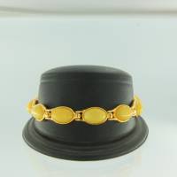 Armband Oval Bernstein milchig Silber vergoldet