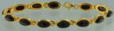 Armband Oval Bernstein rot Silber vergoldet