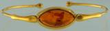 Armreif Oval Bernstein braun Silber vergoldet