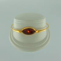 Armreif Oval Bernstein rot Silber vergoldet