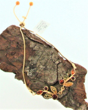 Armband Blatt Bernstein mix Silber vergoldet