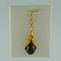 Anh�nger Jugendstil Bernstein rot Silber vergoldet