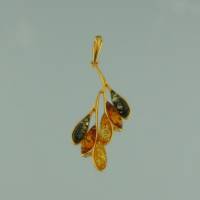 Anh�nger Rispe Bernstein mix Silber vergoldet