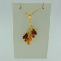 Anh�nger Rispe Bernstein mix Silber vergoldet