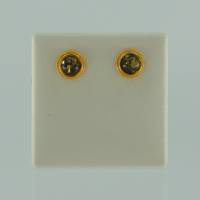 Ohrstecker Jugendstil Bernstein grn Silber vergoldet