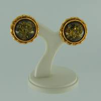 Ohrstecker Jugendstil Bernstein grn Silber vergoldet