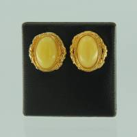 Ohrstecker Jugendstil Bernstein milchig Silber vergoldet