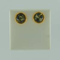 Ohrstecker Rund Bernstein�gr�n Silber vergoldet