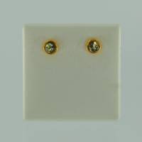 Ohrstecker Rund Bernsteingrn Silber vergoldet