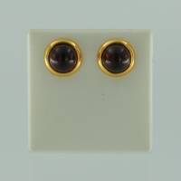 Ohrstecker Rund Bernstein�rot Silber vergoldet