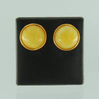 Ohrstecker Rund Bernstein�milchig Silber vergoldet