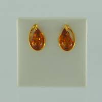 Ohrstecker Tropfen Bernstein braun Silber vergoldet