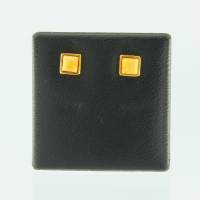 Ohrstecker Viereck Bernstein milchig Silber vergoldet