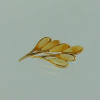 Brosche Rispe Bernstein milchig Silber vergoldet