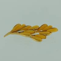 Brosche Rispe Bernstein milchig Silber vergoldet