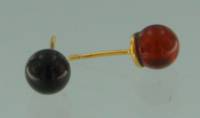 Ohrstecker Kugel Bernstein rot Silber vergoldet