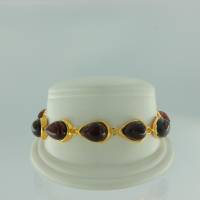 Armband Tropfen Bernstein rot Silber vergoldet