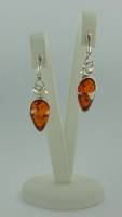 Ohrh�nger, Bernstein braun, Silberfassung