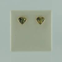 Ohrstecker Herzchen Bernstein gr�n