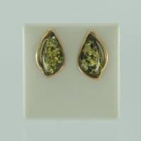 Ohrstecker Tropfen Bernstein gr�n