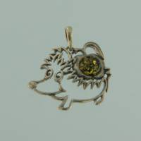 Anh�nger Igel Bernstein gr�n