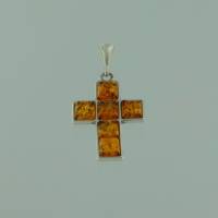 Anhnger Kreuz Bernstein braun