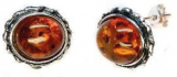 Ohrstecker Jugendstil Bernstein braun